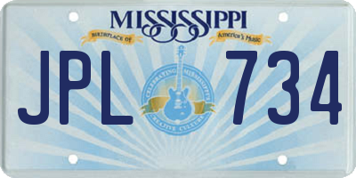 MS license plate JPL734