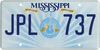 MS license plate JPL737