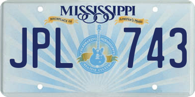 MS license plate JPL743