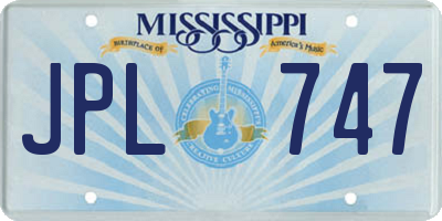 MS license plate JPL747