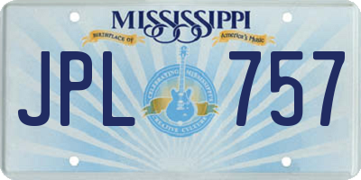 MS license plate JPL757