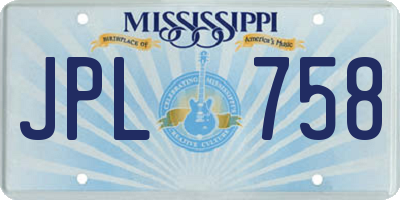 MS license plate JPL758