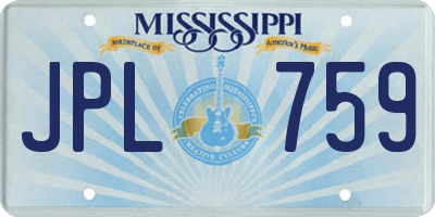 MS license plate JPL759