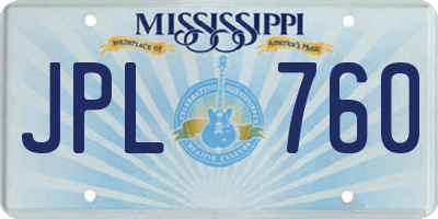 MS license plate JPL760