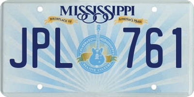 MS license plate JPL761
