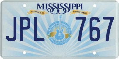 MS license plate JPL767