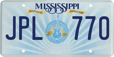 MS license plate JPL770