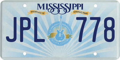 MS license plate JPL778