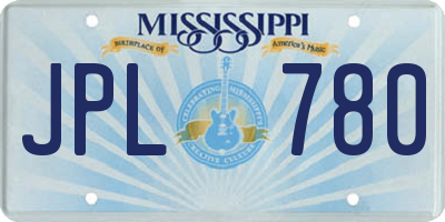 MS license plate JPL780