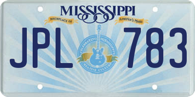 MS license plate JPL783