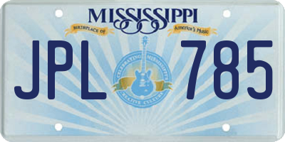 MS license plate JPL785