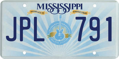 MS license plate JPL791