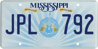 MS license plate JPL792