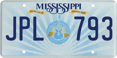 MS license plate JPL793