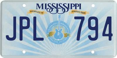 MS license plate JPL794