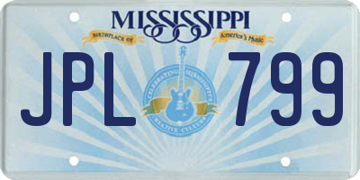 MS license plate JPL799