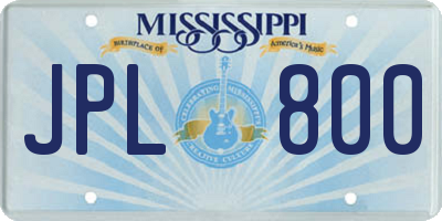 MS license plate JPL800