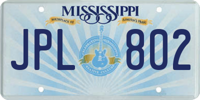 MS license plate JPL802