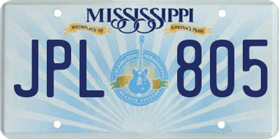 MS license plate JPL805