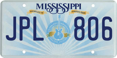 MS license plate JPL806