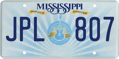 MS license plate JPL807