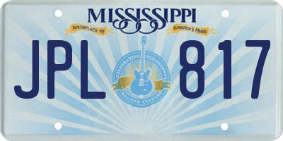 MS license plate JPL817