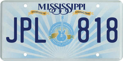 MS license plate JPL818