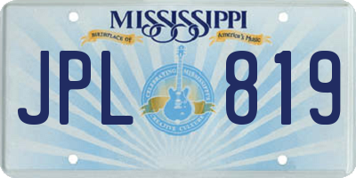 MS license plate JPL819