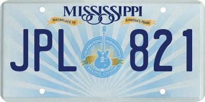 MS license plate JPL821