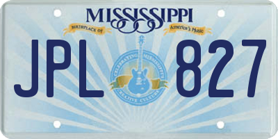 MS license plate JPL827