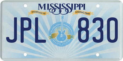 MS license plate JPL830