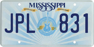 MS license plate JPL831