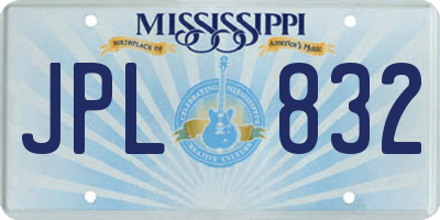MS license plate JPL832