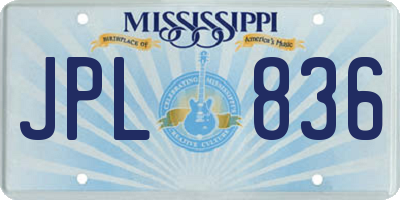 MS license plate JPL836