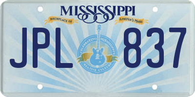 MS license plate JPL837