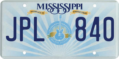 MS license plate JPL840