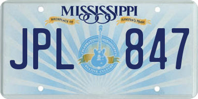 MS license plate JPL847