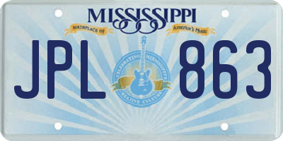 MS license plate JPL863
