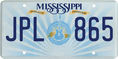 MS license plate JPL865