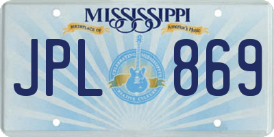 MS license plate JPL869
