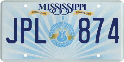MS license plate JPL874