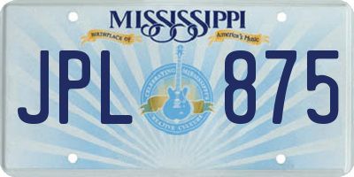 MS license plate JPL875
