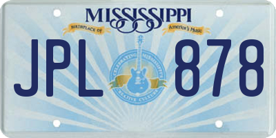 MS license plate JPL878