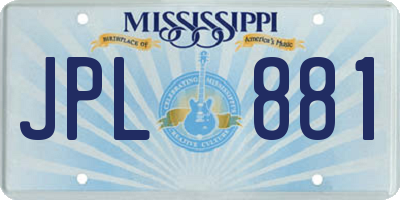 MS license plate JPL881