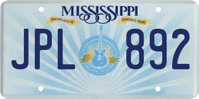 MS license plate JPL892