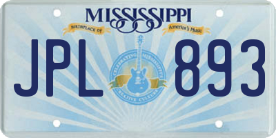 MS license plate JPL893