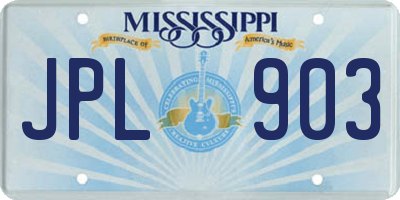 MS license plate JPL903
