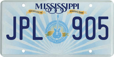 MS license plate JPL905
