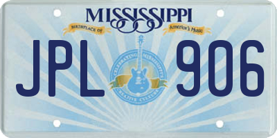 MS license plate JPL906