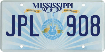 MS license plate JPL908